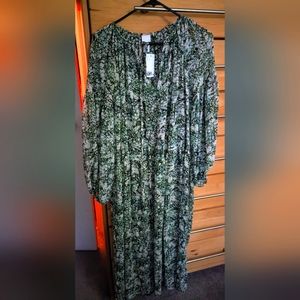 NWT H&M maxi chiffon floral dress with removable black jersey liner dress Medium